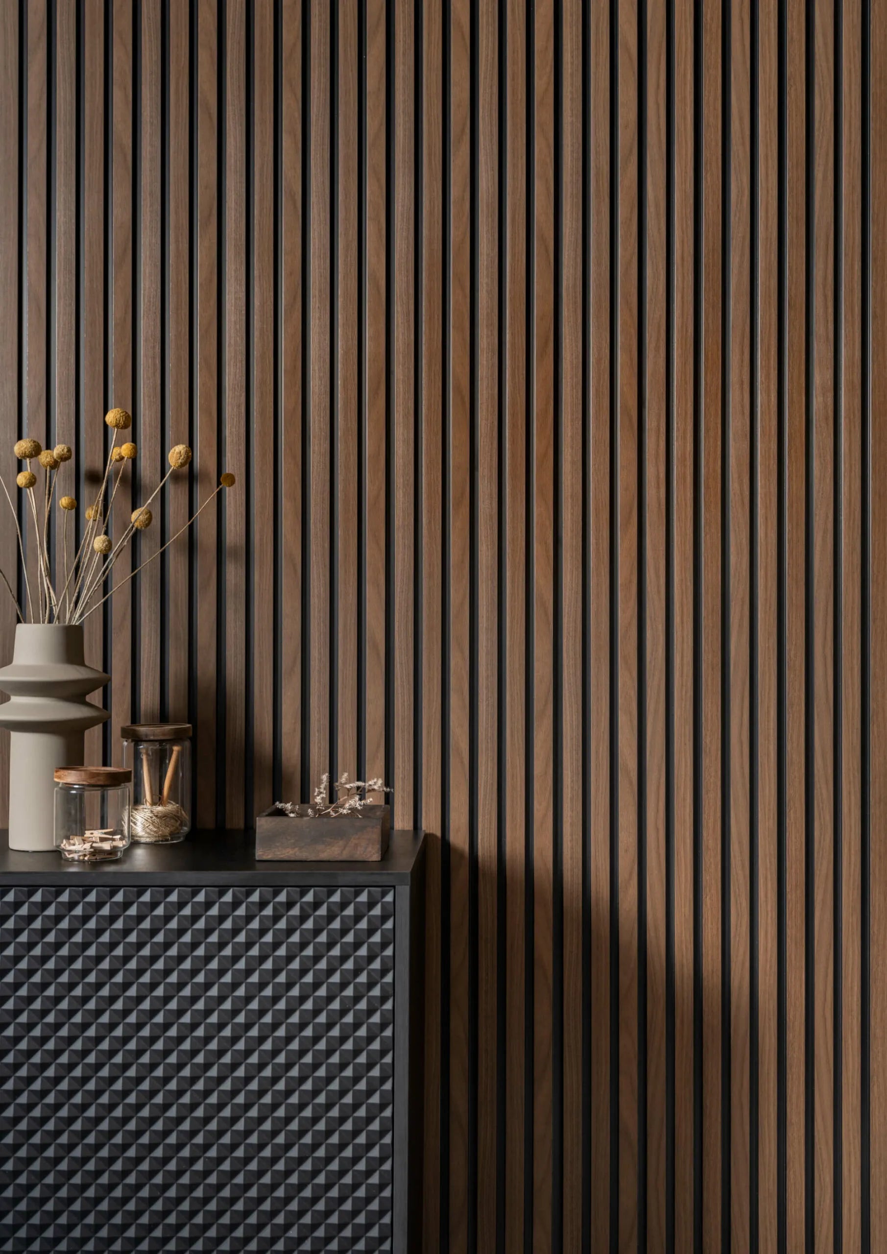 Waterproof Dark Oak Slat Wall Panels