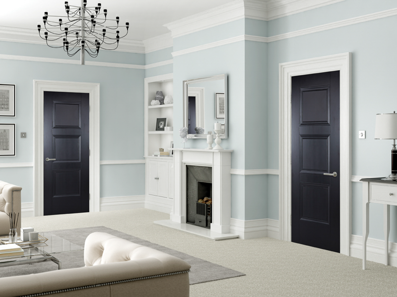 Kensington Three Panel Black Internal Door