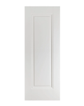 White cabinet door with a rectangular panel on a white background